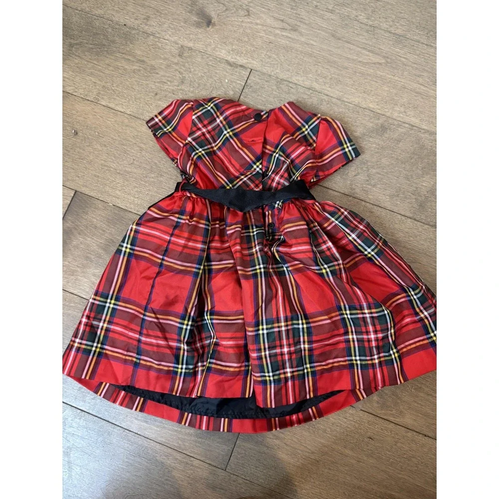 Ralph Lauren Dress Set Girls 9M Red Tartan Plaid Bow Sash Bloomers Holiday Party